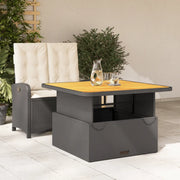 Set da Pranzo da Giardino 2 pz con Cuscini Nero in Polyrattan 3277319