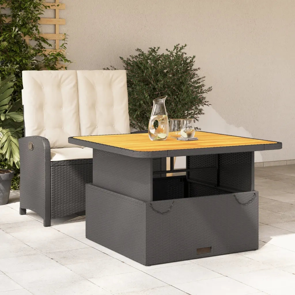 Set da Pranzo da Giardino 2 pz con Cuscini Nero in Polyrattan 3277319