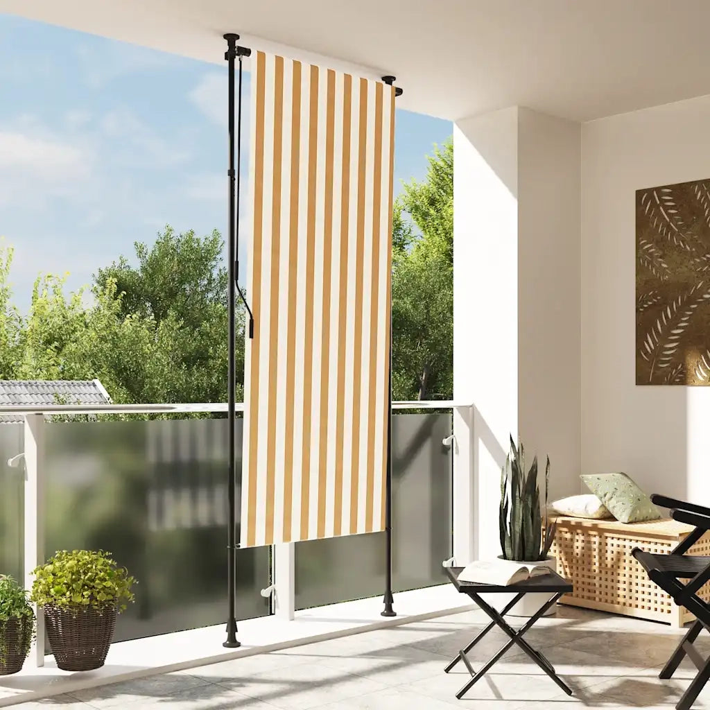 Tenda a Rullo Esterno Arancio Bianca 120x270 cm Tessuto Acciaio 368769
