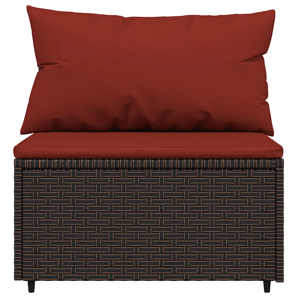 Set Mobili da Giardino 4 pz con Cuscini in Polyrattan Marrone 319815