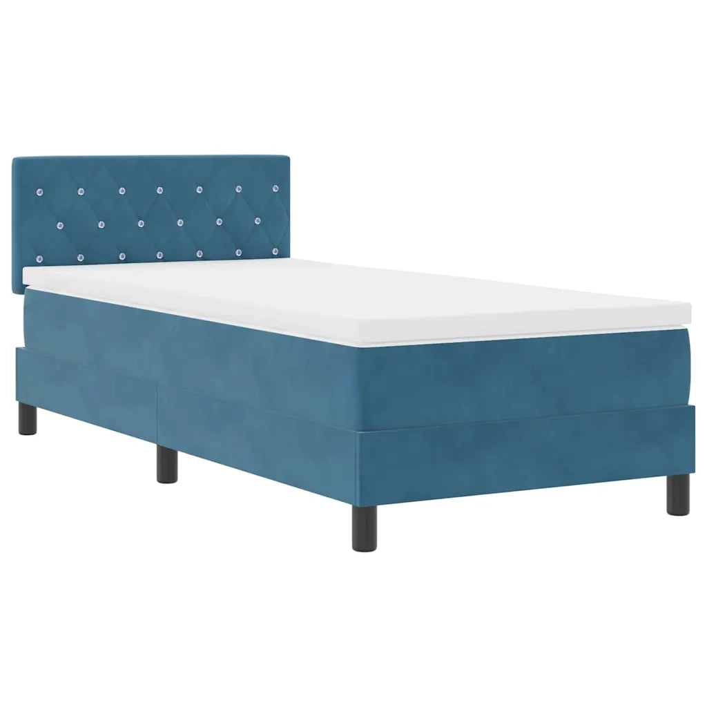 Letto a molle con materasso Blu Scuro 90 x 200 cm Velluto 3339084