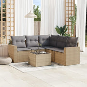 Set Divano da Giardino 6 pz con Cuscini Beige in Polyrattan 3218949