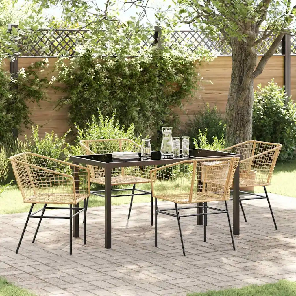 Set da Pranzo per Giardino 5 pcs Marrone polyrattan