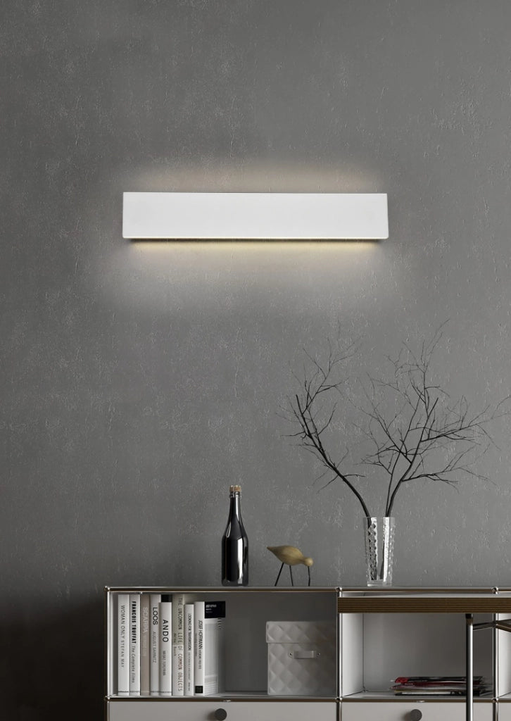 Applique LED bi-emissione, metallo, bianco, L 46 cm, Concha