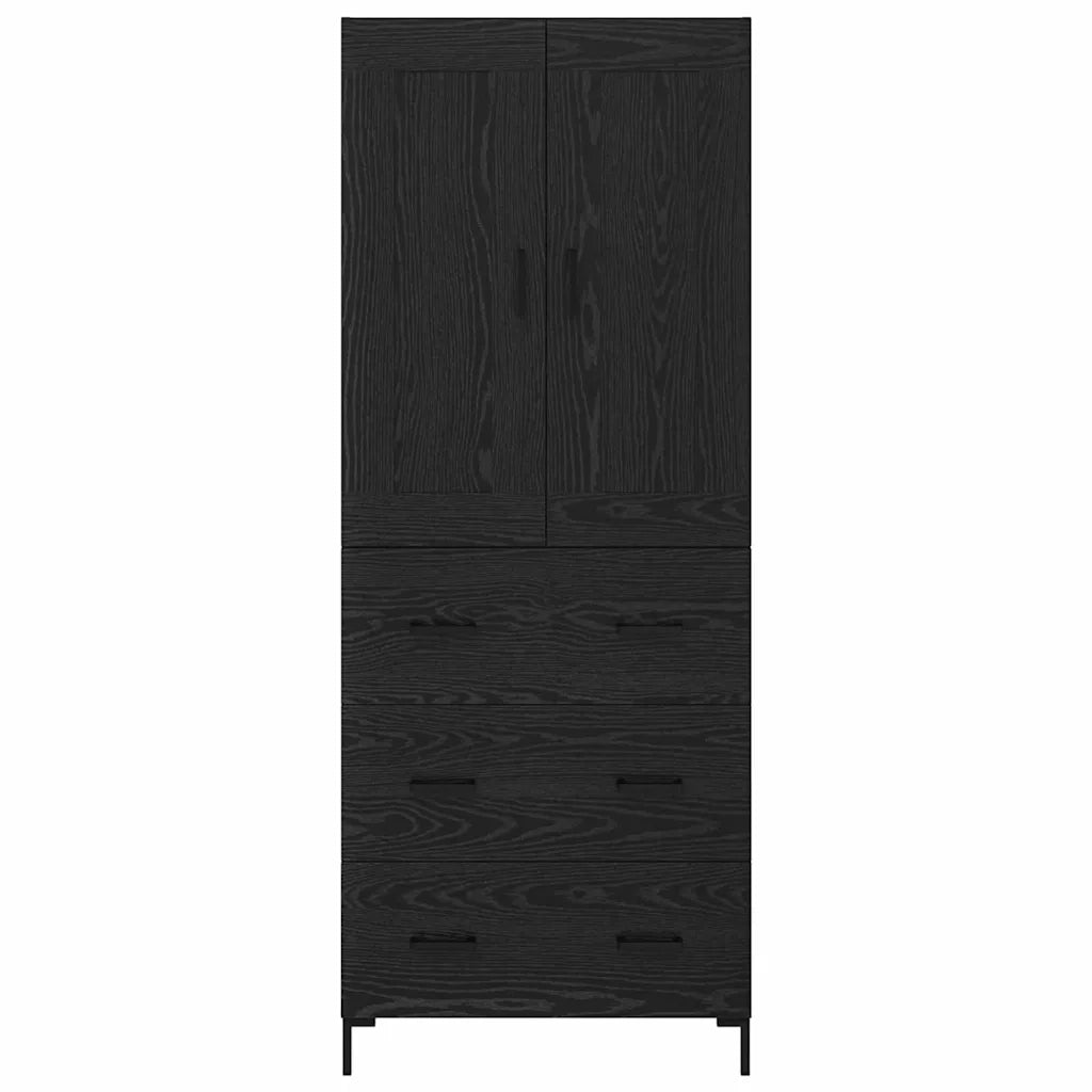 Credenza con cassetto 2 pz-Set di 2 Buffet-Armadio da cucina Rovere Nero Legno multistrato 705234