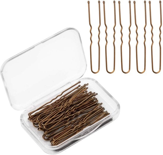 Spilloni per capelli 200 pezzi - a forma di U - bronzo - metallo - per capelli - lunghezza 5 cm - confezione da 4 dozzine - spille per capelli