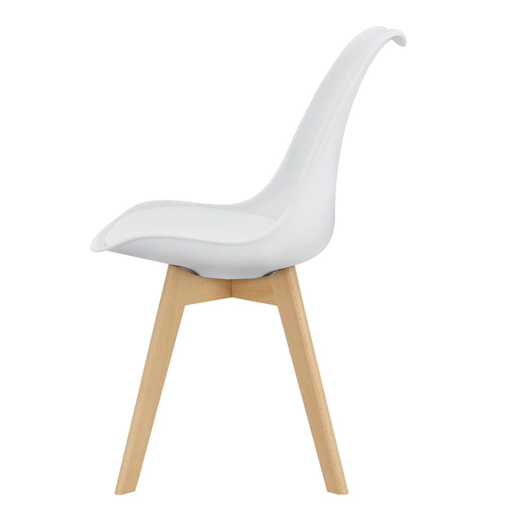 Set Fläten di 6 Sedie da Sala con Seduta Imbottita Rivestimento in Similpelle Bianco [en.casa]