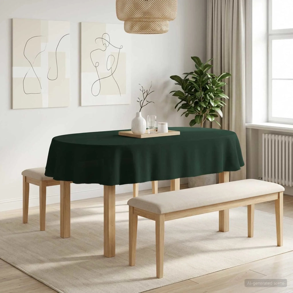 Tovaglia da Tavolo 5 pz Verde Scuro 130 x 180 cm Poliestere 42040270