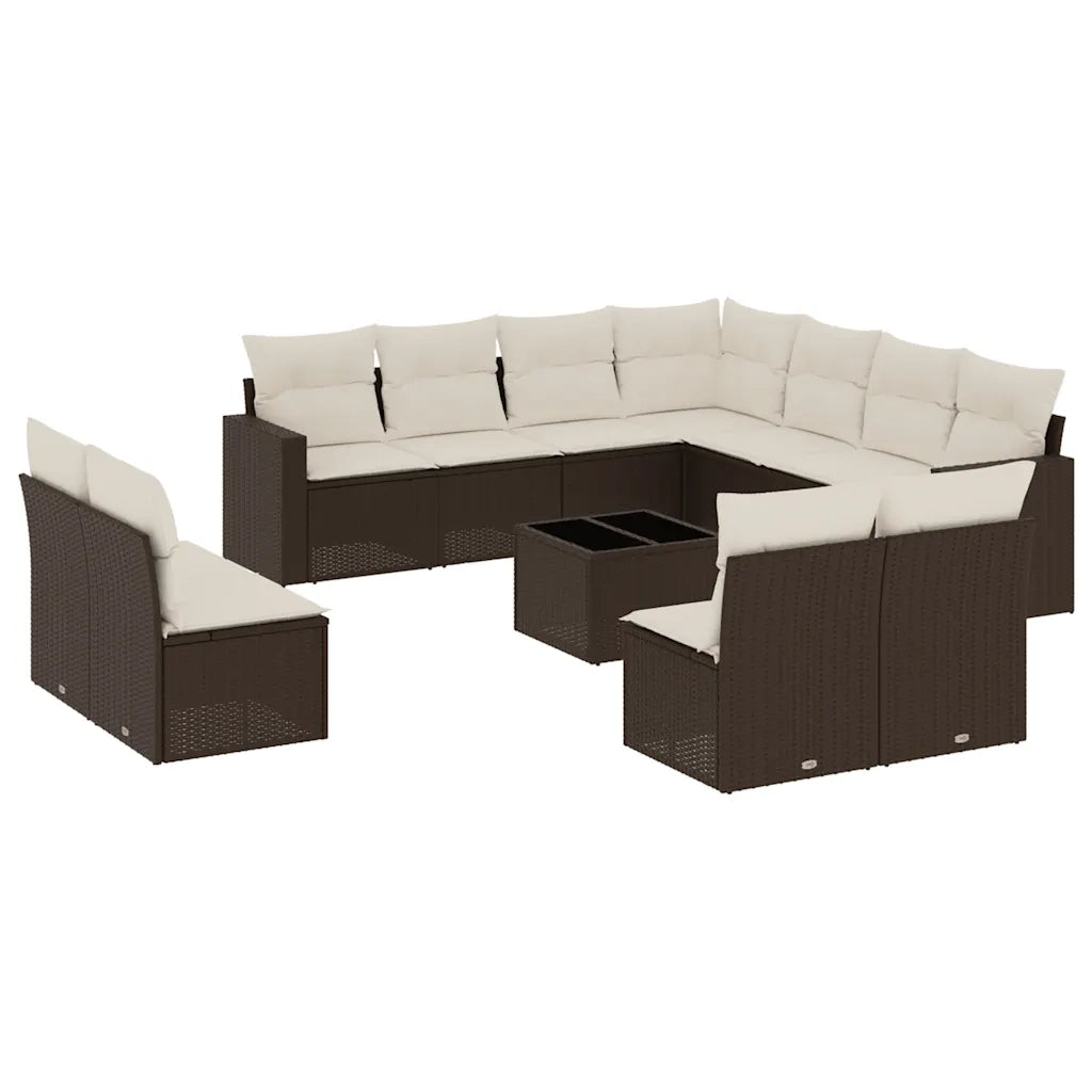 Set Divani da Giardino 12 pz con Cuscini Marrone in Polyrattan 3219133