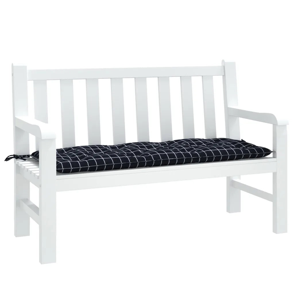 Cuscino Panca Giardino-Cuscini per panchina da esterno Motivo a Quadri Nero 120x50x7 cm Tessuto