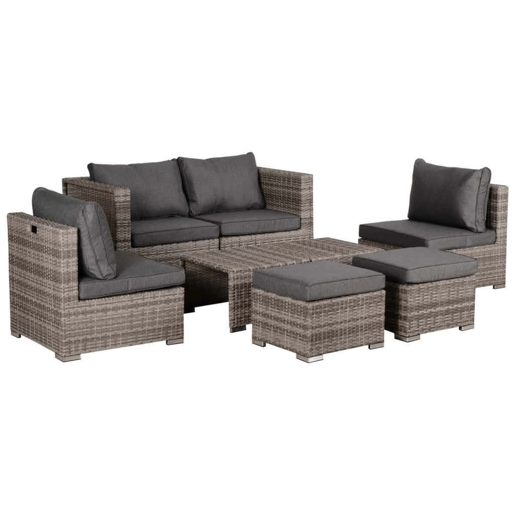 Set Salotto da Giardino in Polyrattan Divano 2 Poltrone  Kore Grey Grigio