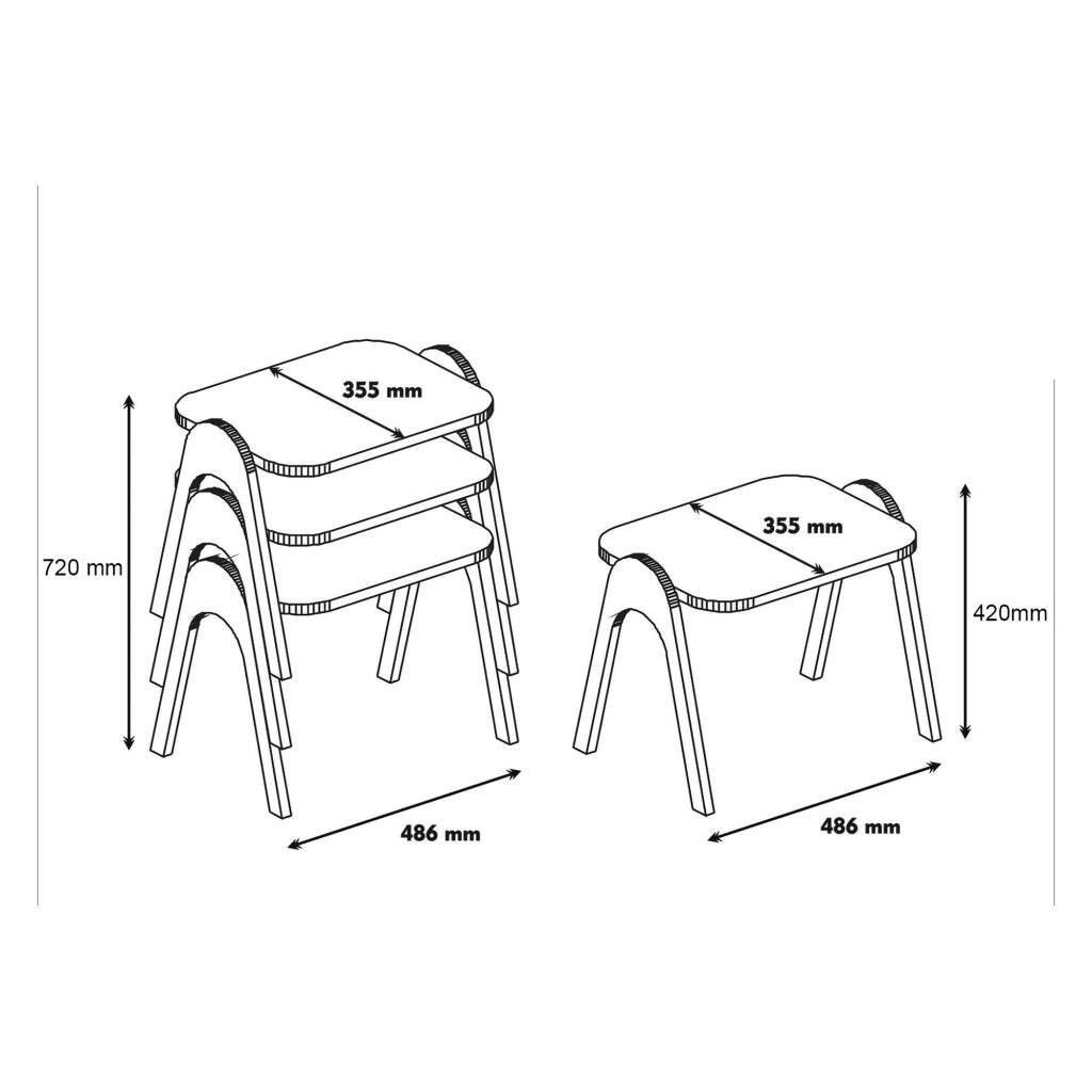 Cerrione, Tavolino da Salotto set 3 Pezzi Impilabili, 49x36x42h cm Bianco