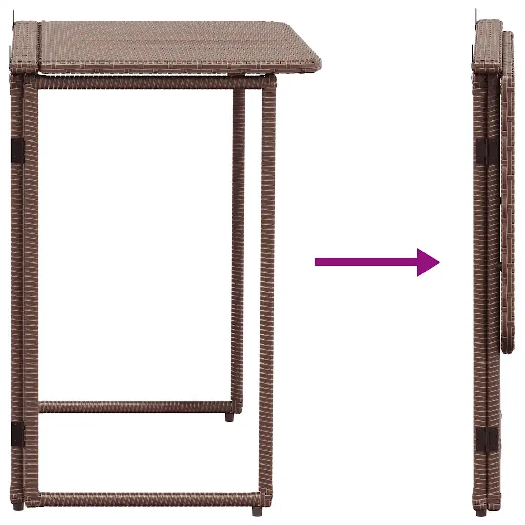 Tavolo Pieghevole da Giardino Marrone 90x51x75 cm Polyrattan 4108255
