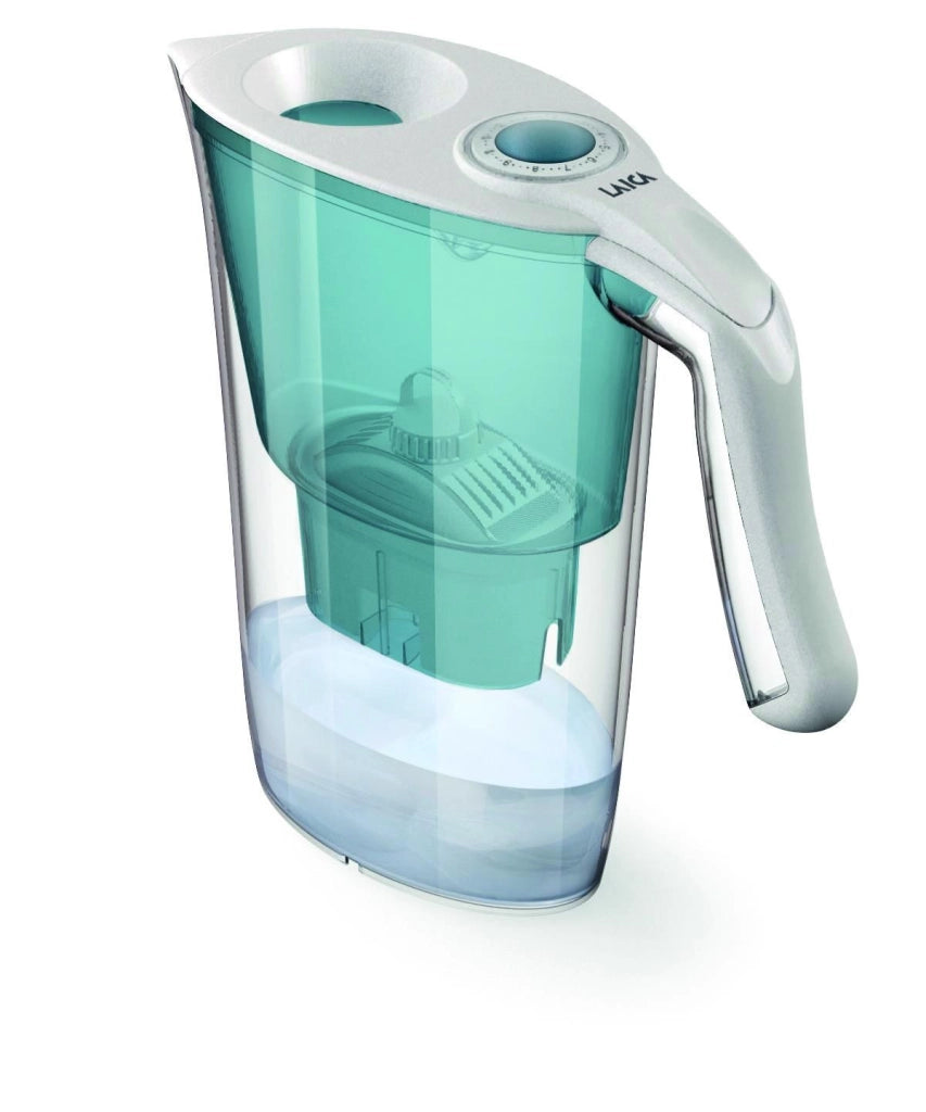 Laica Water Filter Jug Carmen (Aida) + 3 Cartridges + Bottle Filtro per acqua da bancone 2,3 L Blu, Trasparente, Bianco