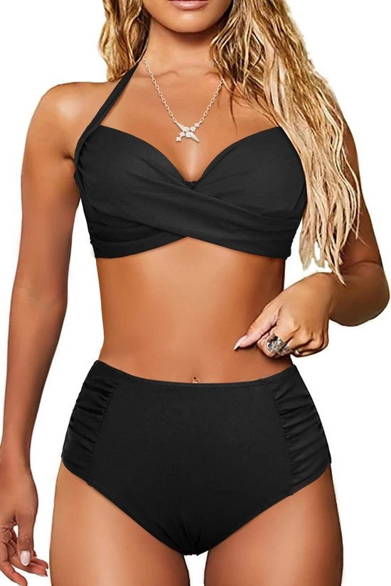 Costumi da bagno per donne alta statura - a due pezzi - coperti - con sottopancia push-up - moda bagno - stile estivo - materiale confortevole 80% poliestere - bikini