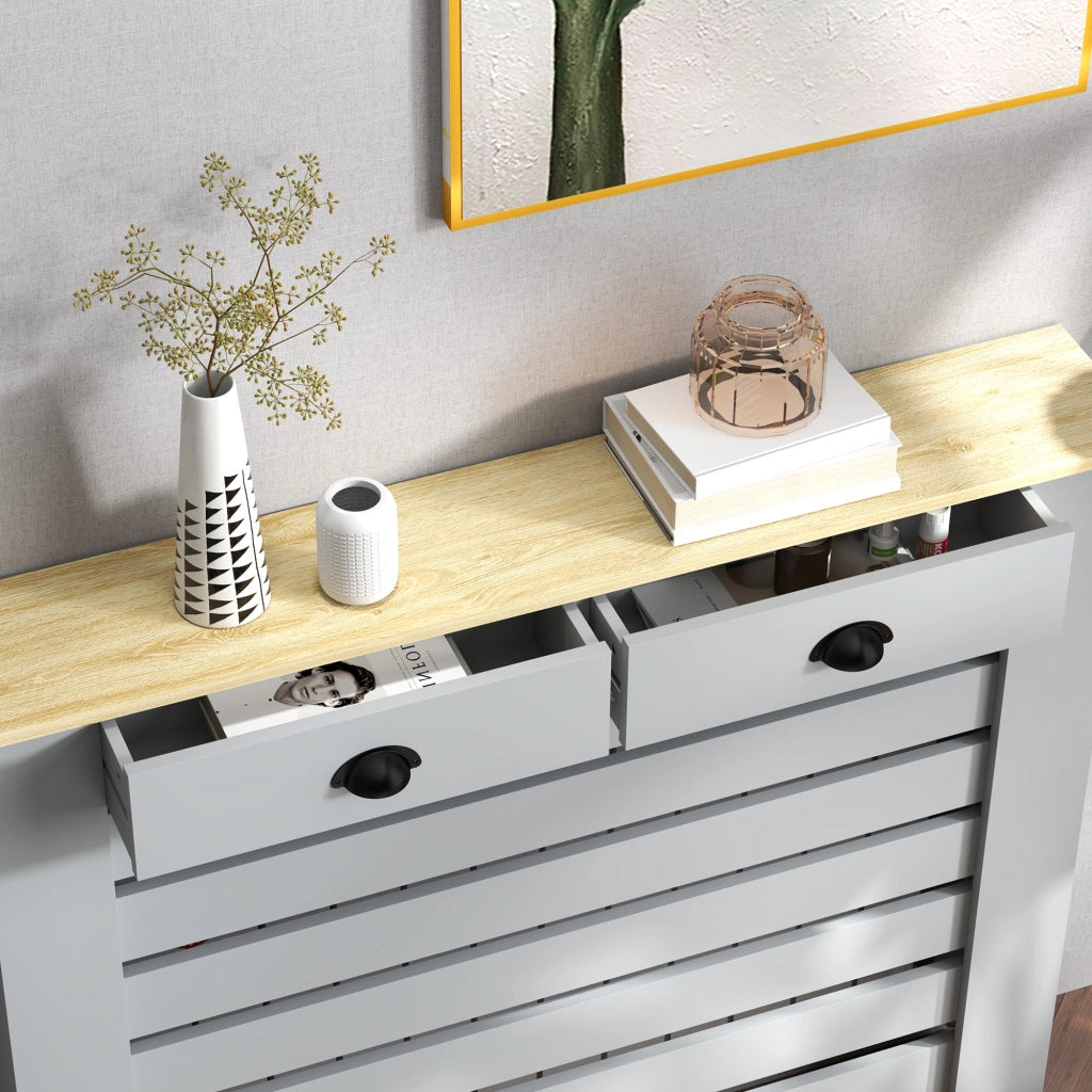 Copritermosifone con 2 Cassetti in MDF ¨C Xylo ¨C Grigio 111x19x95.5 cm