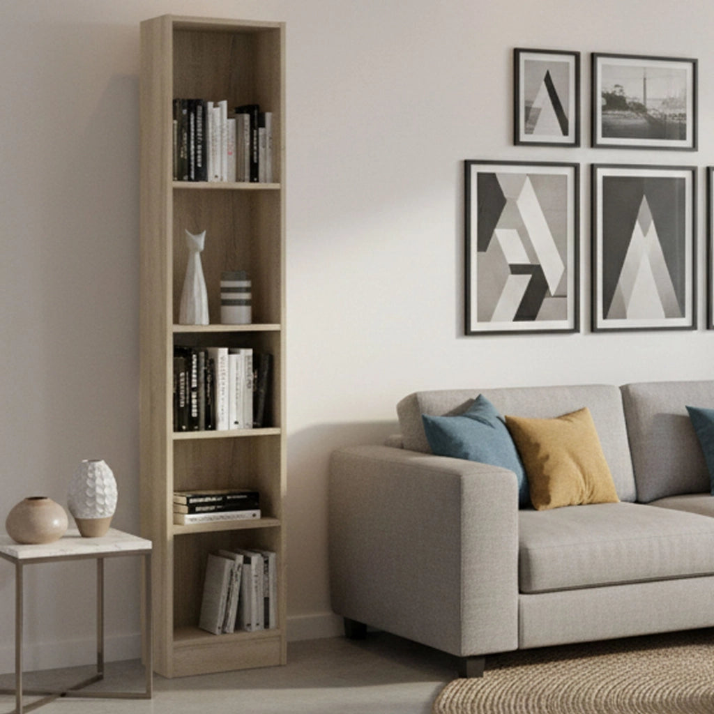 Libreria a cinque Albregio, colore rovere, cm 40 x 203 x 27