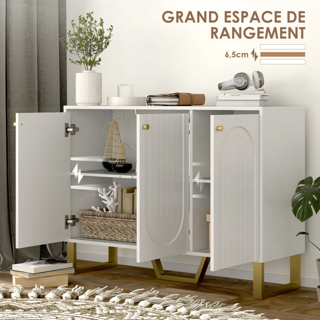 Mobile TV con cassetti e scaffali regolabili ¨C Minimal ¨C 106.5x35x77.5 cm, bianco