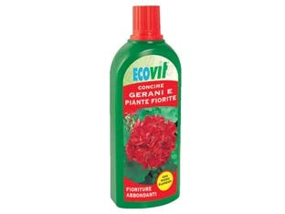 CONCIME LIQUIDO PER GERANI E PIANTE FIORITE- - lt.1 - 6 pezzi ECOVIT