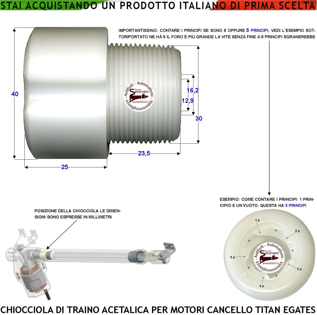 Chiera Boccola Acetalica 5 Principi Trainata dalla Vite Senza Fine Tramite lo  Stelo Retrattile Apre Chiude il Cancello Ricambio Dei Motori Elettrici Cancello Automatico del Motore Titan Gates MPC GR