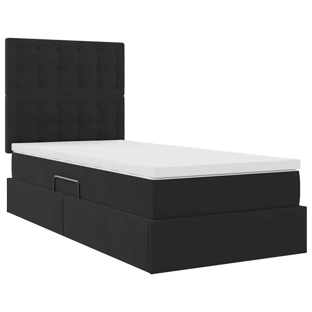 Letto con contenitore e LED con led Nero 100 x 200 cm Velluto