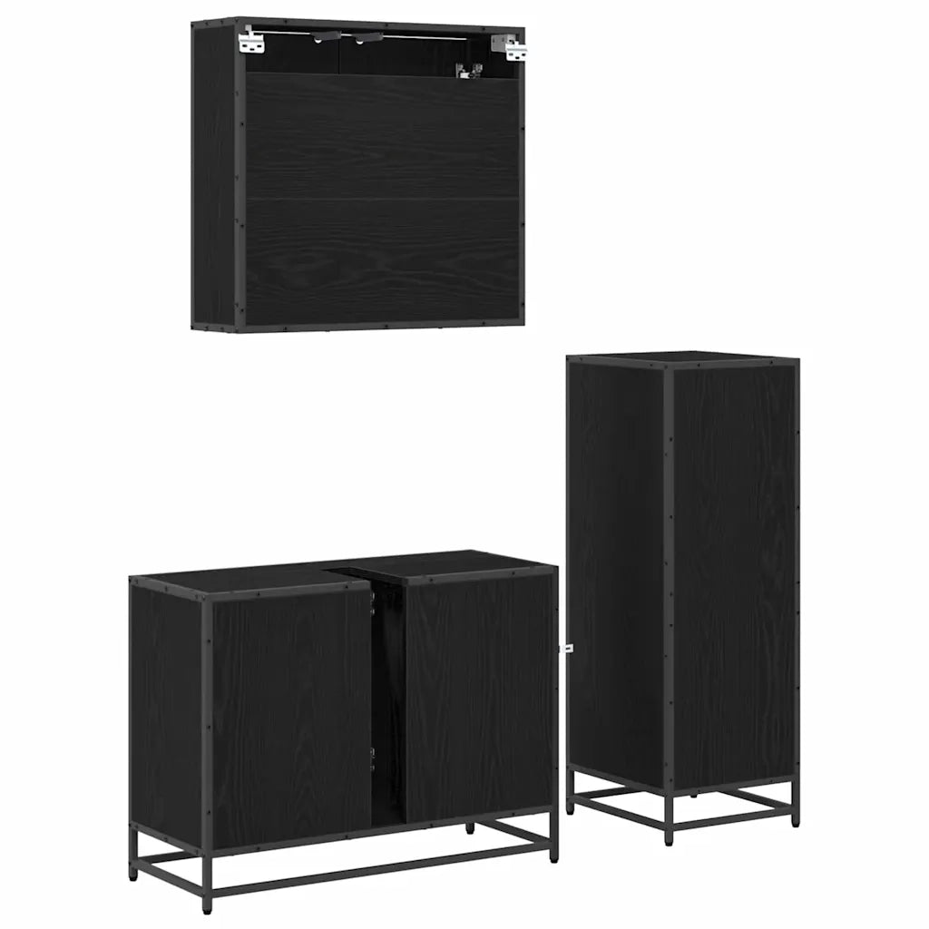 Set di mobili per il bagno con cassetto 3 pcs Legno vecchio 3402491
