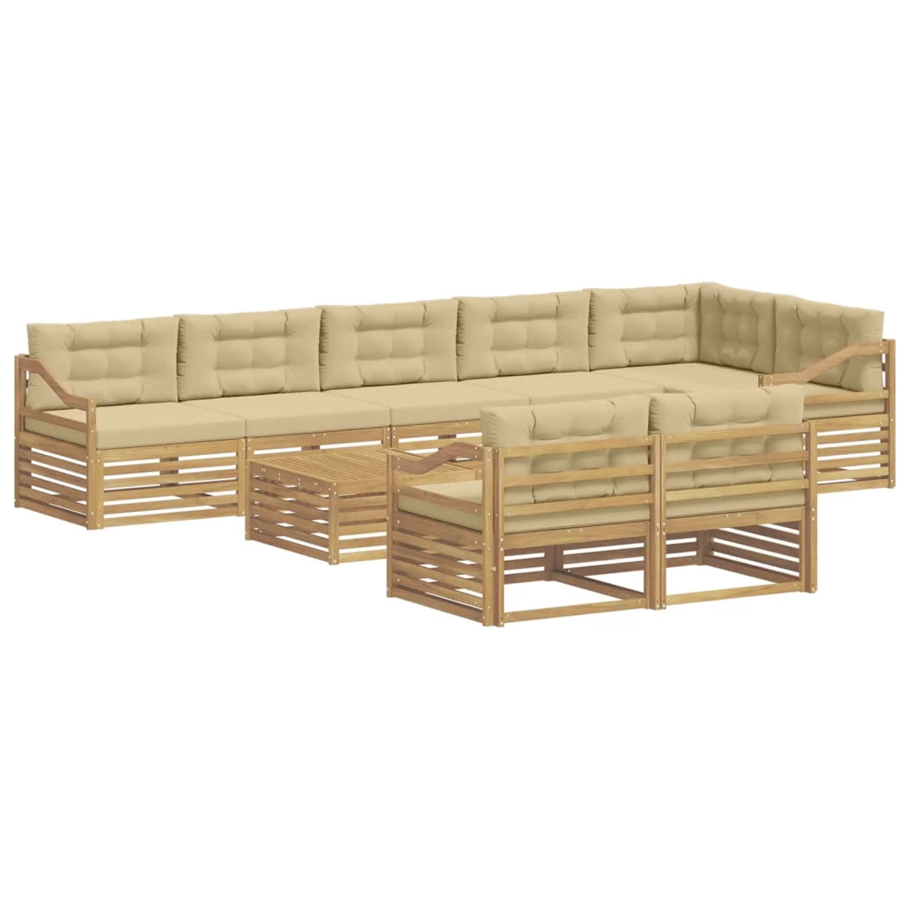 Set di divani da esterno con cuscino 9 pcs Bianco e Beige 3390743
