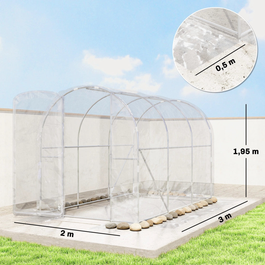 Serra a tunnel da giardino 3x2x2m ¨C Xylo ¨C 6m2 con porta e telo PE 150g/m2