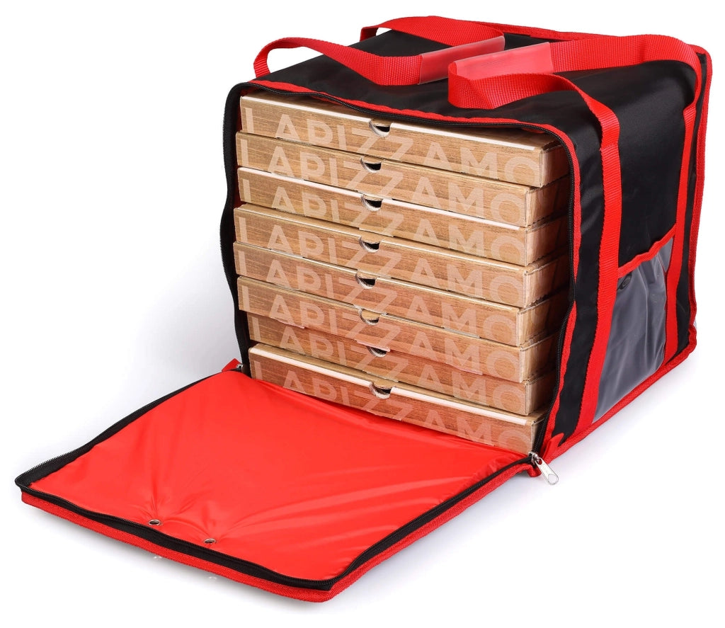 Borsa Termica Porta Pizze da Asporto 8/10 Cartoni Safemi Express 10 Nera e Rossa
