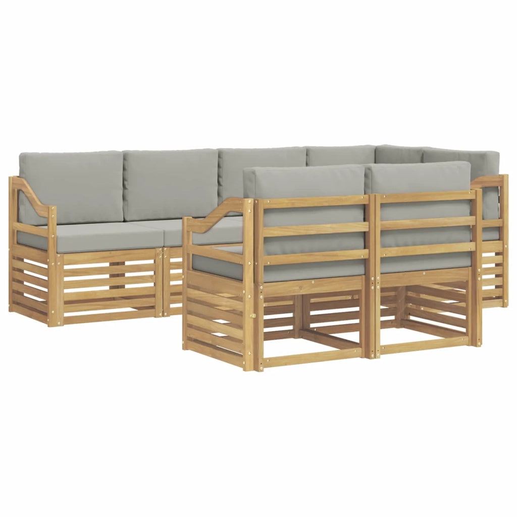 Set di divani da esterno 7 pcs Bianco e Grigio Chiaro 3392011