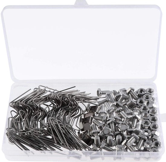 Kit di riparazione 230 pezzi - Sferette in alluminio - Connettore a Z - Viti per viti e clip per cavi - Bulloni per broche - Adatto per vetro 3/4 mm - Kit di riparazione per broche