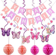 Decorazioni di Compleanno Premium in Blu e Rosa per Ragazze e Donne con Banner "Buon Compleanno
