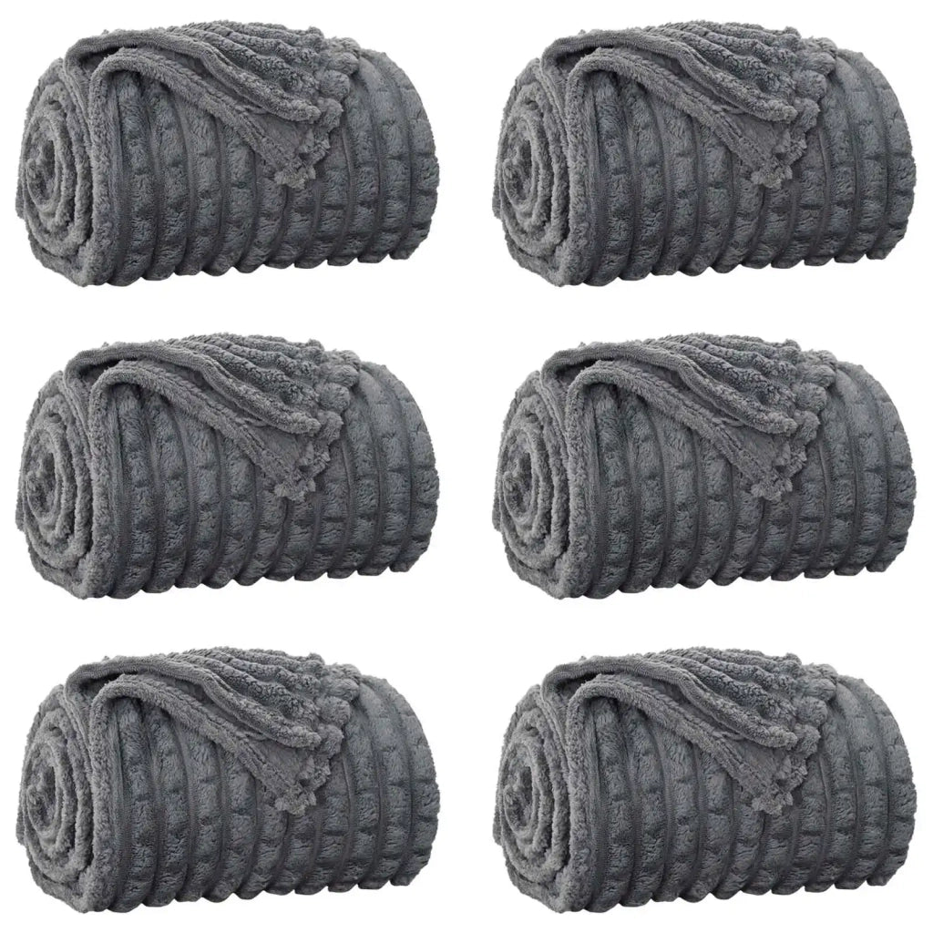 Coperte da Pile 6 pcs Grigio scuro 240 x 220 cm Panno 42016951