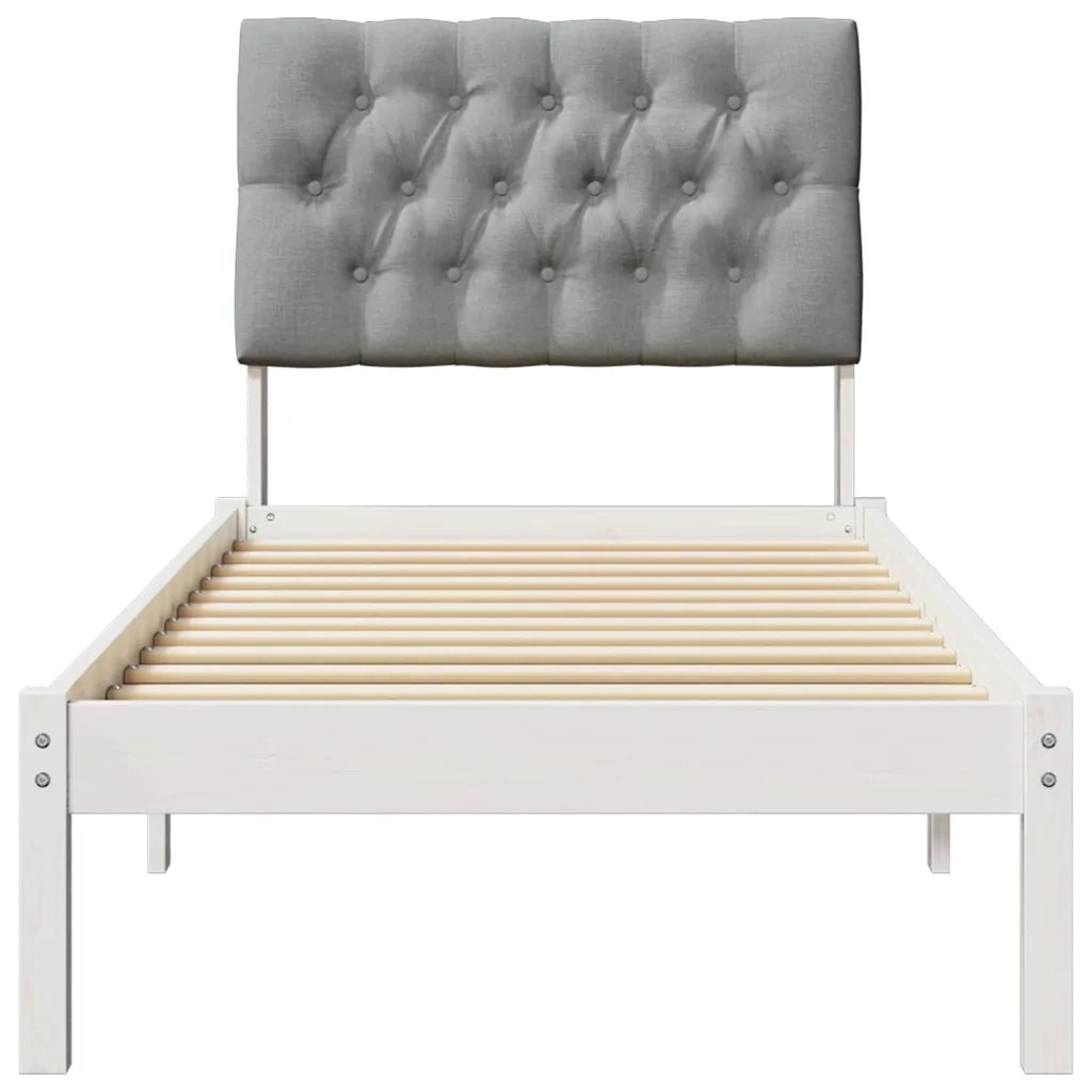 Letto singolo | Letto per adulti | Letto con Testiera Rivestita con testiera Bianco 75 x 190 cm