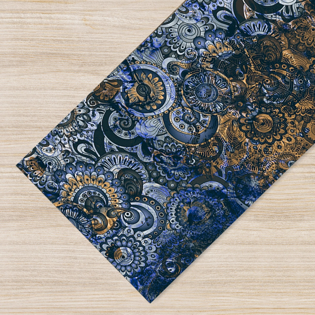 Tappeto passatoia fantasia made in Italy antiscivolo lavabile aderente Mandala Blunotte - 50x500 cm