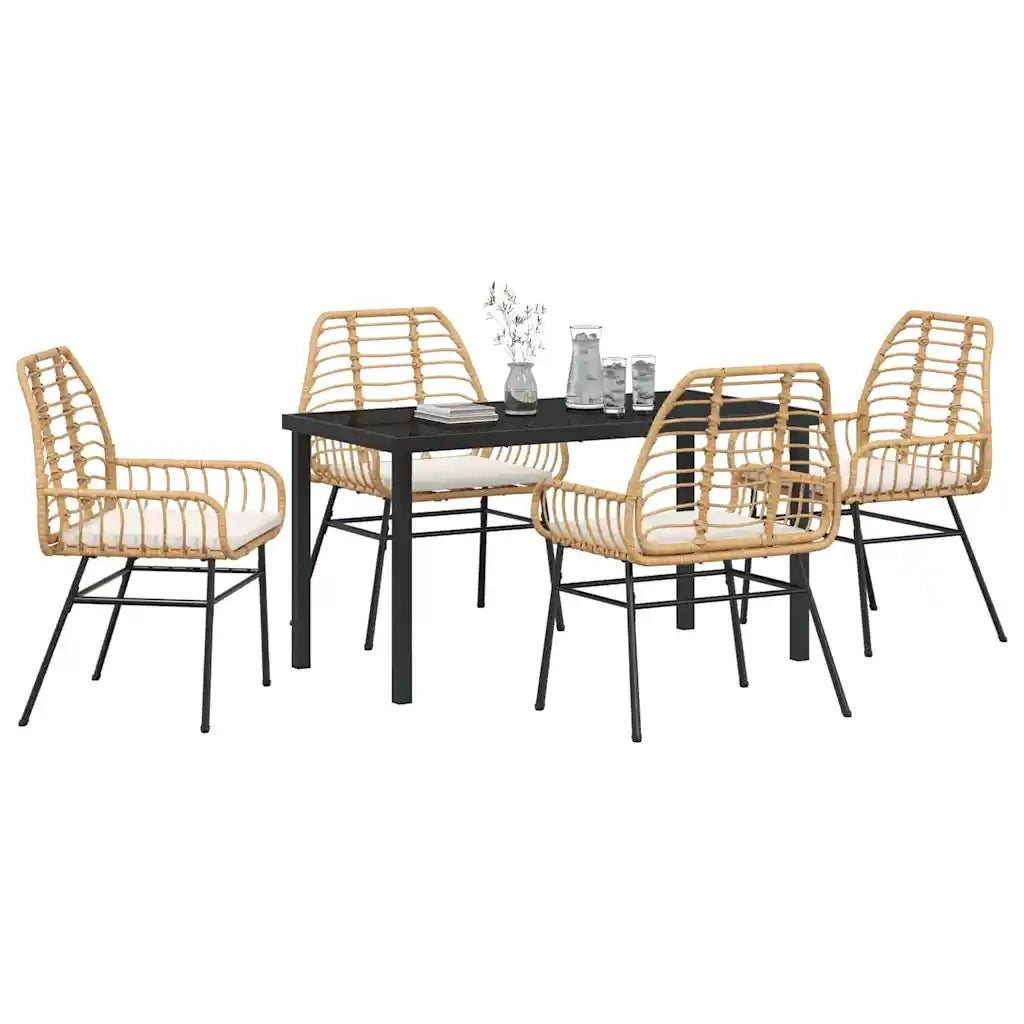 Set da Pranzo per Giardino 5 pcs Marrone polyrattan