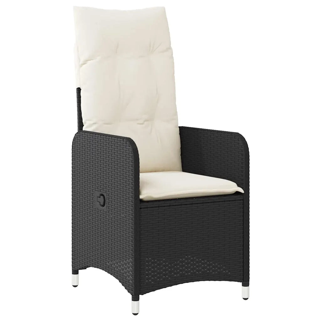 Set da Bistrò da Giardino 7 pz con Cuscini Nero in Polyrattan 3276992