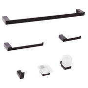 Set di 6 Accessori da bagno in alluminio nero con bicchiere e portasapone minimalisti