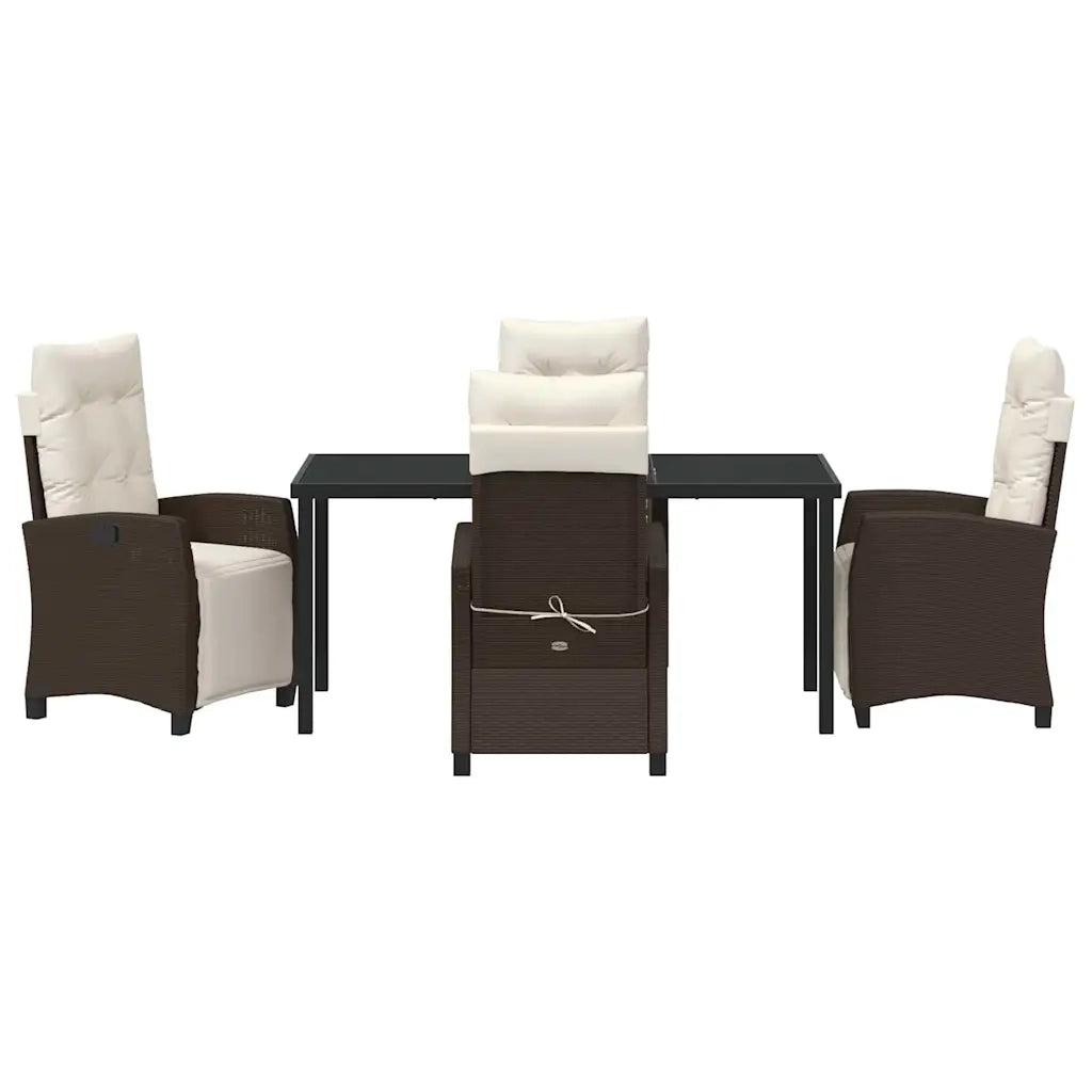 Set da Pranzo per Giardino con cuscino 5 pcs Marrone polyrattan