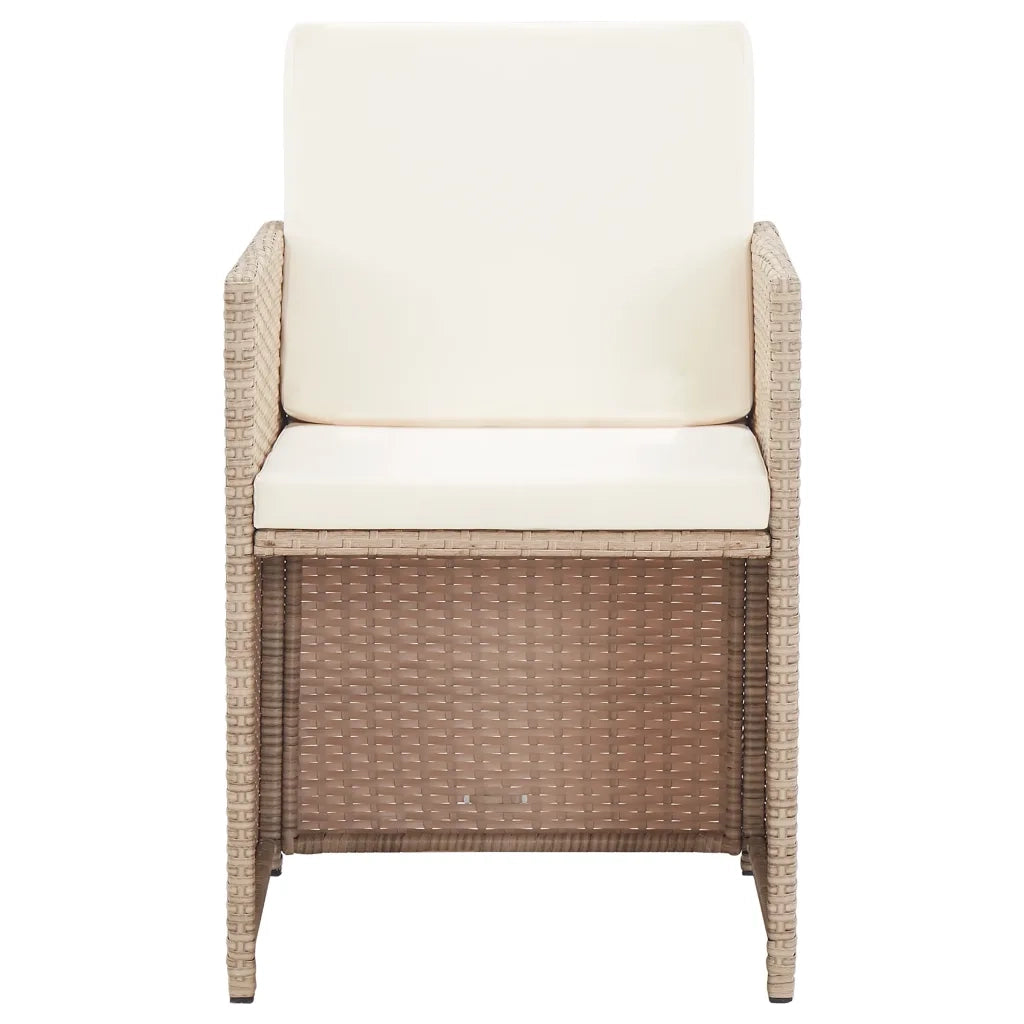 Set da Pranzo da Giardino 17 pz con Cuscini in Polyrattan Beige 46429