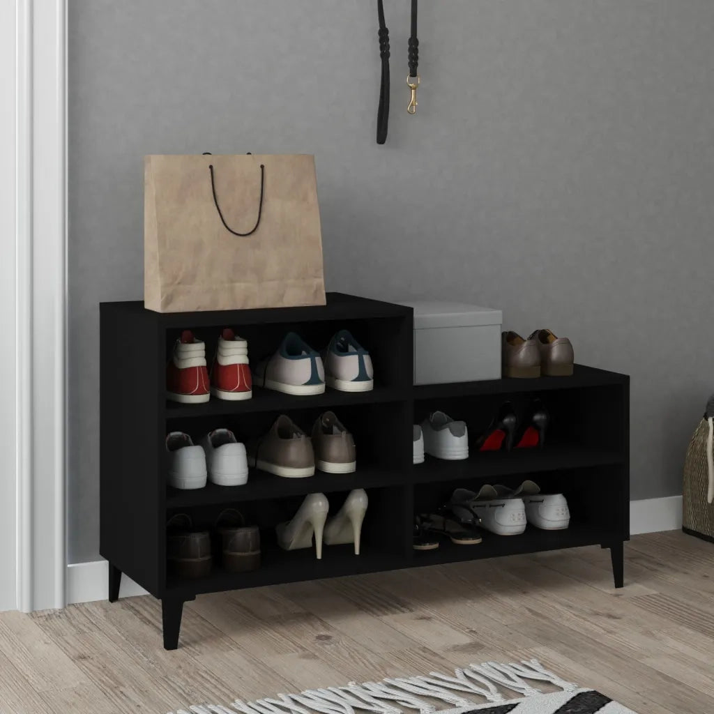 Scarpiera | Mobile per scarpe Nera 102x36x60 cm in Legno Multistrato