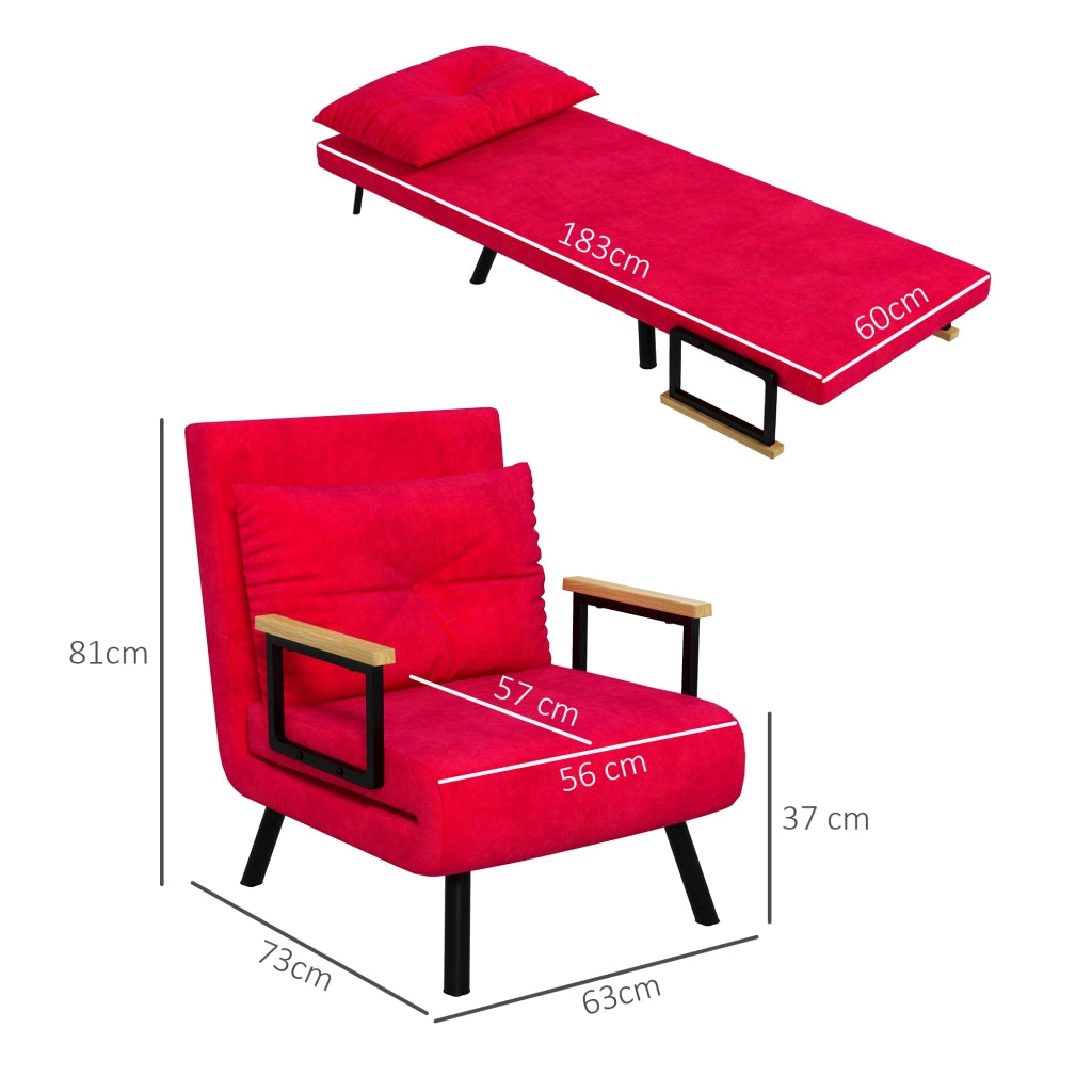Poltrona Letto Pieghevole ¨C Minimal ¨C Velluto Rosso 63x73x81 cm