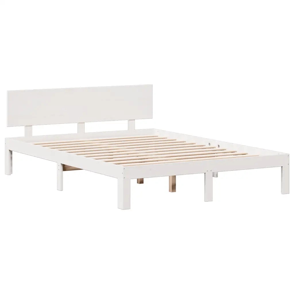 Letto matrimoniale | Letto per adulti | Letto Libreria senza Materasso Bianco 140x200 cm Legno di Pino