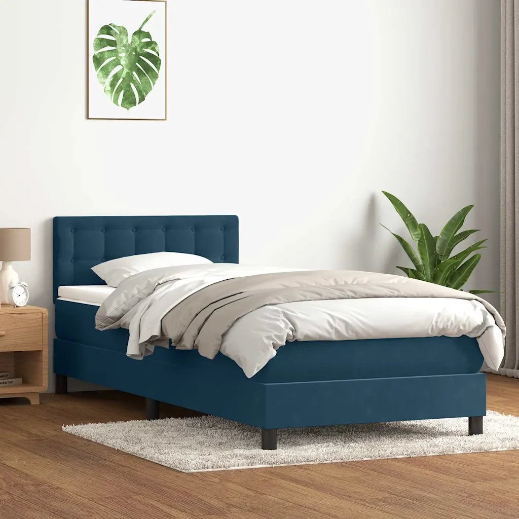 Giroletto a Molle con Materasso Blu Scuro 80x220 cm Velluto 3316621