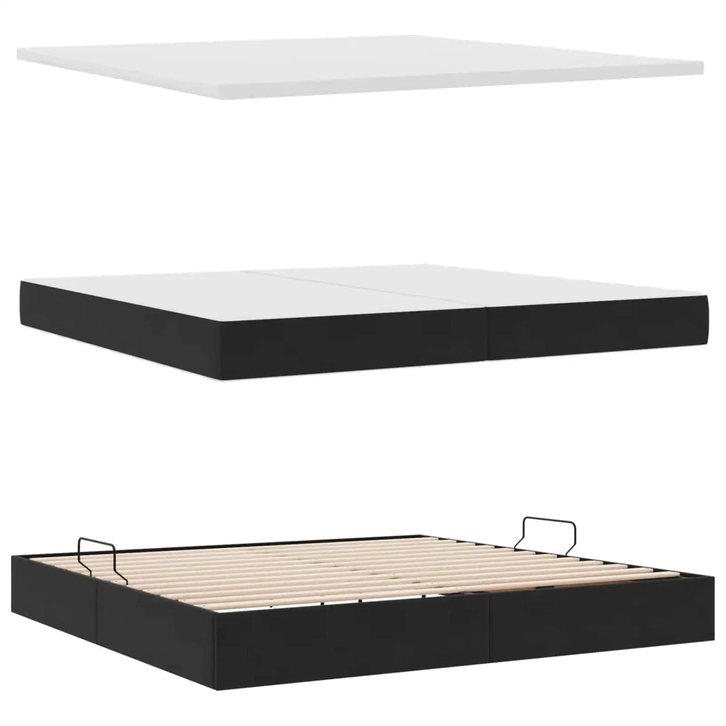 Letto con contenitore e materasso Nero 200 x 200 cm Velluto