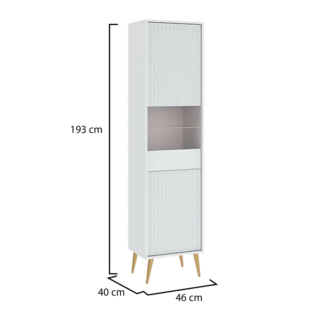 Mobile Espositore Lenagaba, Vetrina 3 Ripiani, 47x40x193h cm Bianco