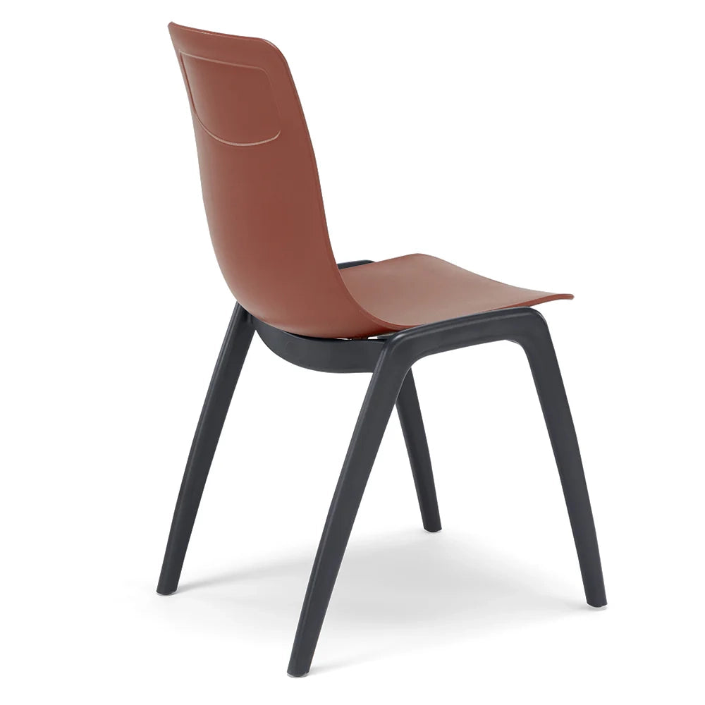 Sedia in tecnopolimero Dalia L colore Mattone, 100% MADE IN ITALY, gambe Antracite, impilabile, design moderno ideale per sala da pranzo, cucina, soggiorno, ufficio, camera per bambini