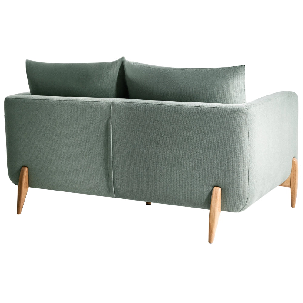 Divano a 2 posti Rivestimento in tessuto verde chiaro Gambe in legno con braccioli Angolo lettura soggiorno Stile scandinavo moderno