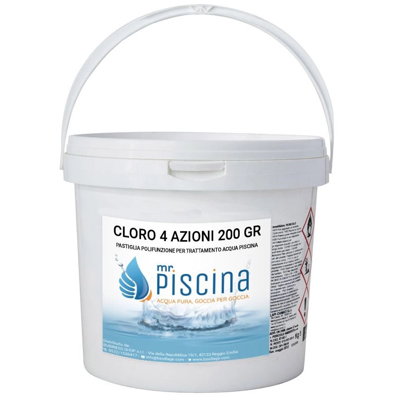 CLORO 4 AZIONI, Multiazione 200 gr per piscina Quantità confezione: 1 pezzo