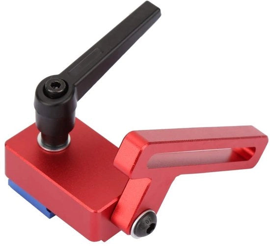 Blocco di fermatura premium in lega di alluminio - blocco di fermatura a molla - limite di estensione - progettazione ergonomico - attrezzo per lavorazione del legno - compatibile con T-track 30 mm